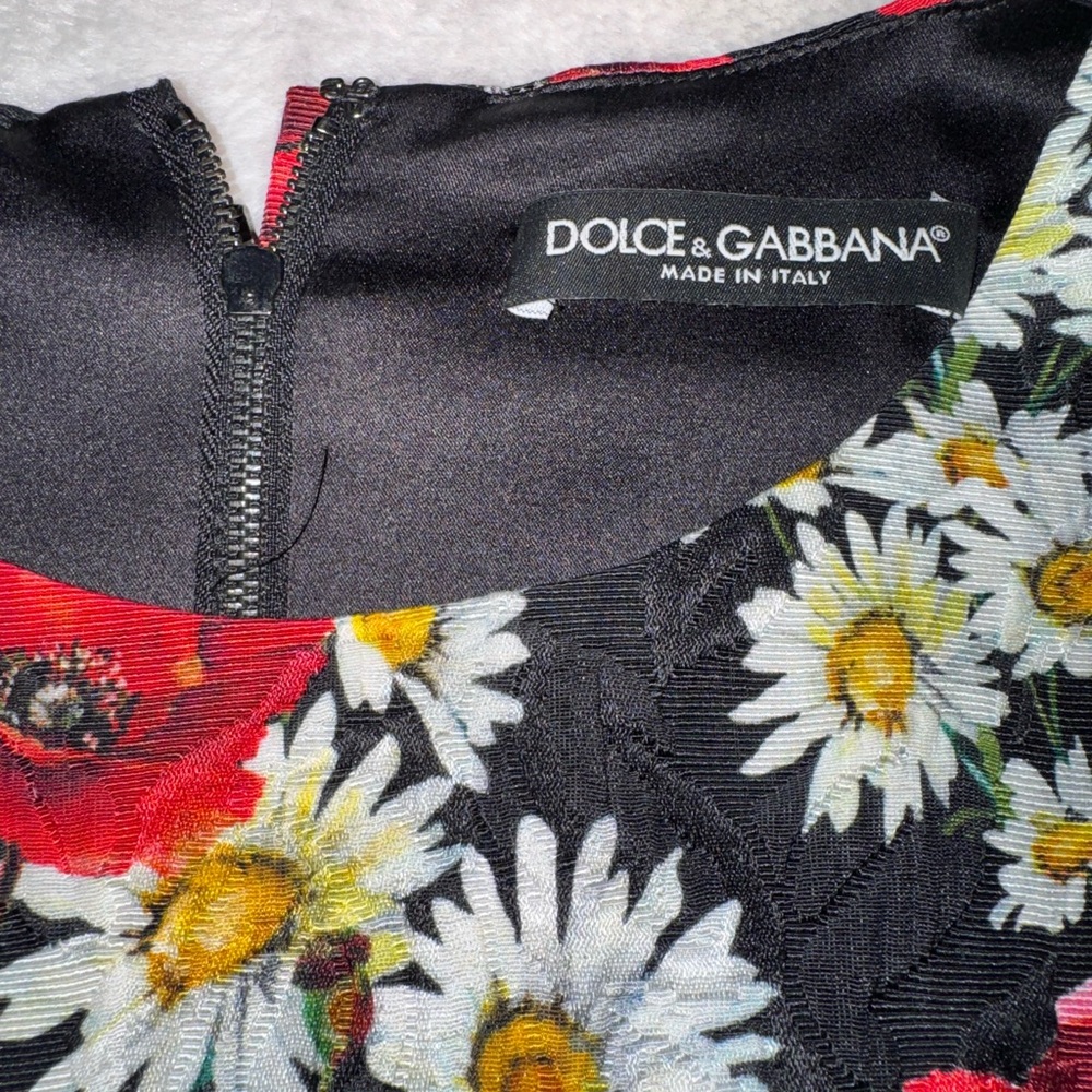 Dolce & Gabbana Black Dress with Red and White Floral Design - Picture 7 of 17